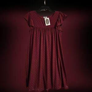 Ruffle Sleeve Eyelet Dress